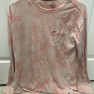 Hollister long sleeve pink tie dye look crew neck tee size small